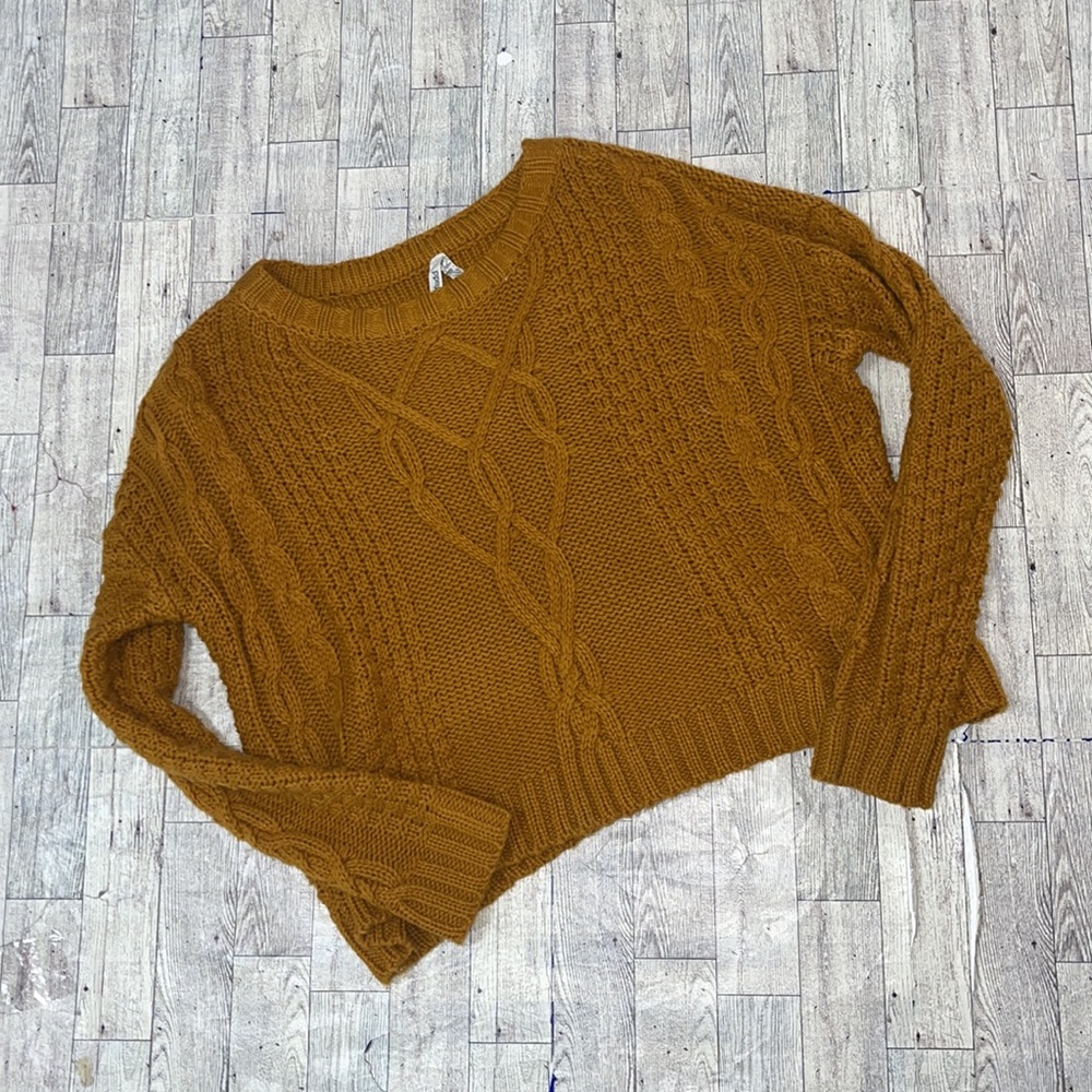 Mudd Orange Cable Knit Sweater Long Sleeve Women